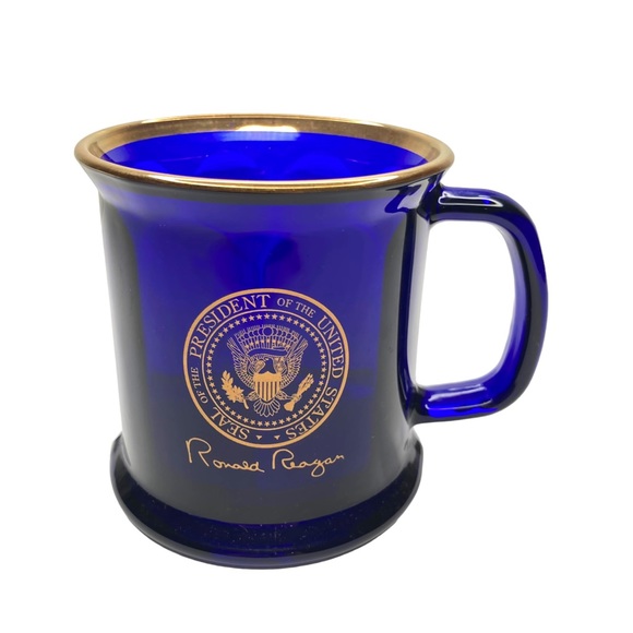 Ronald Reagan Vintage Cobalt Blue Coffee Mug + San Francisco Chronicles 6/4/2004 - Picture 2 of 15